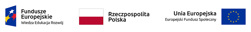 Logo Fundusze Europejskie, Flaga RP, Logo Europejski Fundusz Społeczny